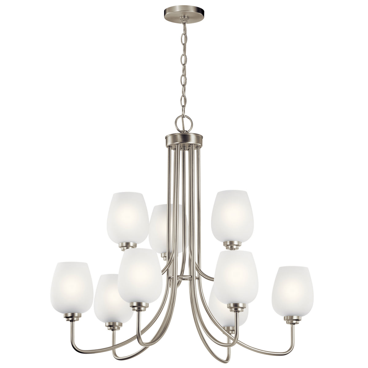 KICHLER 44378NI Valserrano 31.75" 9 Light 2 Tier Chandelier Brushed Nickel