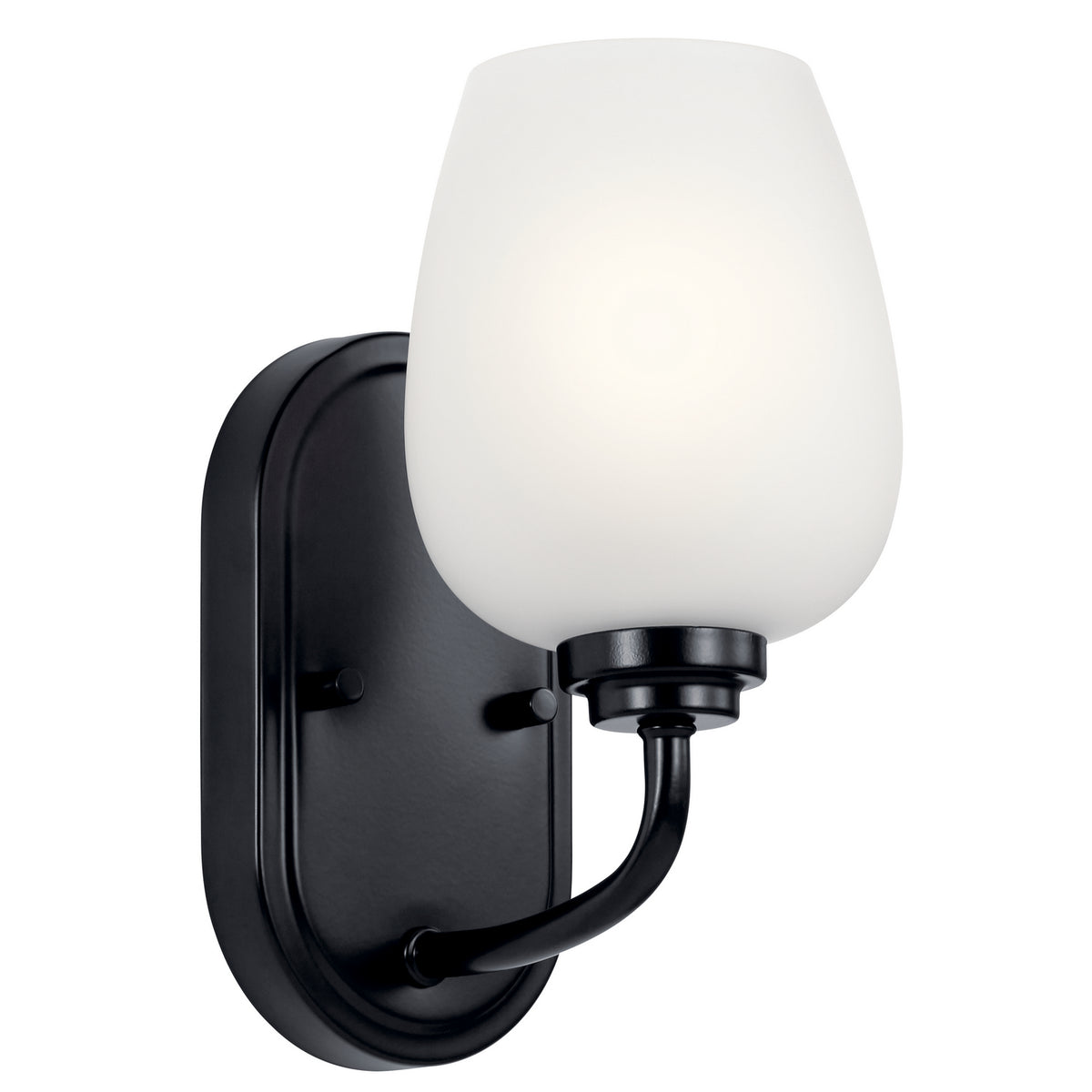 KICHLER 44381BK Valserrano 10" 1 Light Wall Sconce with Satin Etched Glass Black