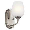 KICHLER 44381NI Valserrano 10" 1 Light Wall Sconce With Satin Etched Glass Brushed Nickel