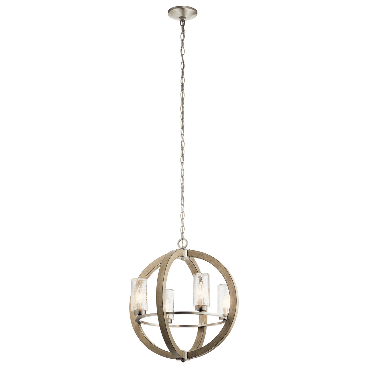 KICHLER 49791DAG Grand Bank Four Light Outdoor Chandelier Distressed Antique Gray