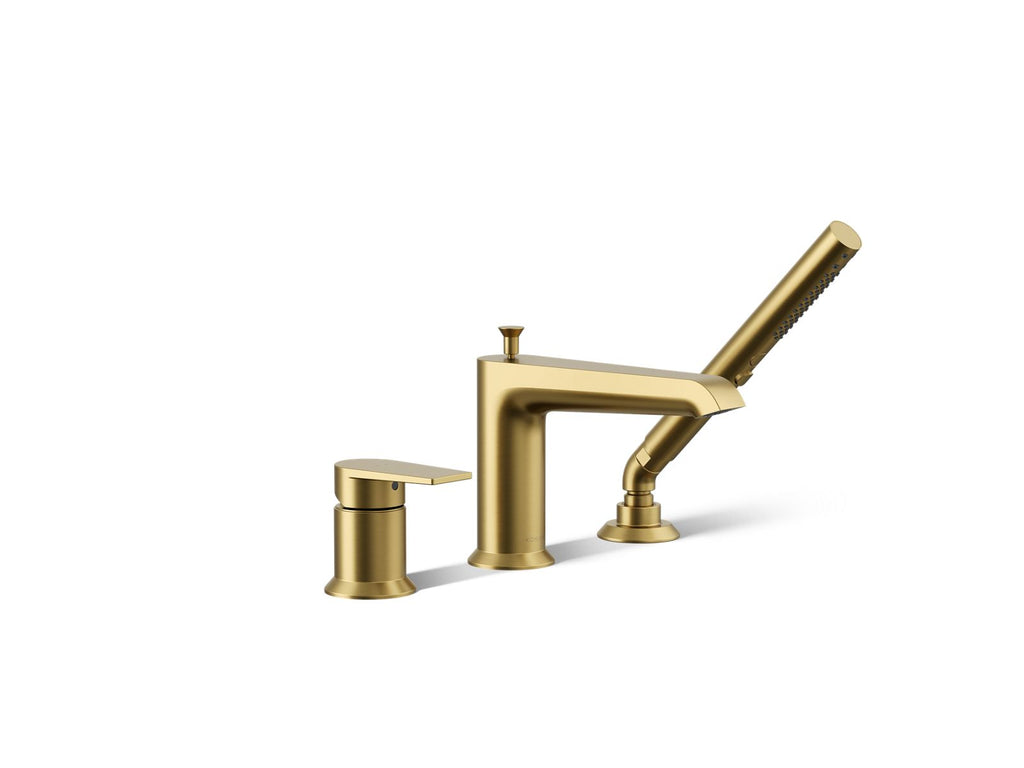 KOHLER K-97070-4-2MB Hint Deck-Mount Bath Faucet With Handshower - Vibrant Brushed Moderne Brass