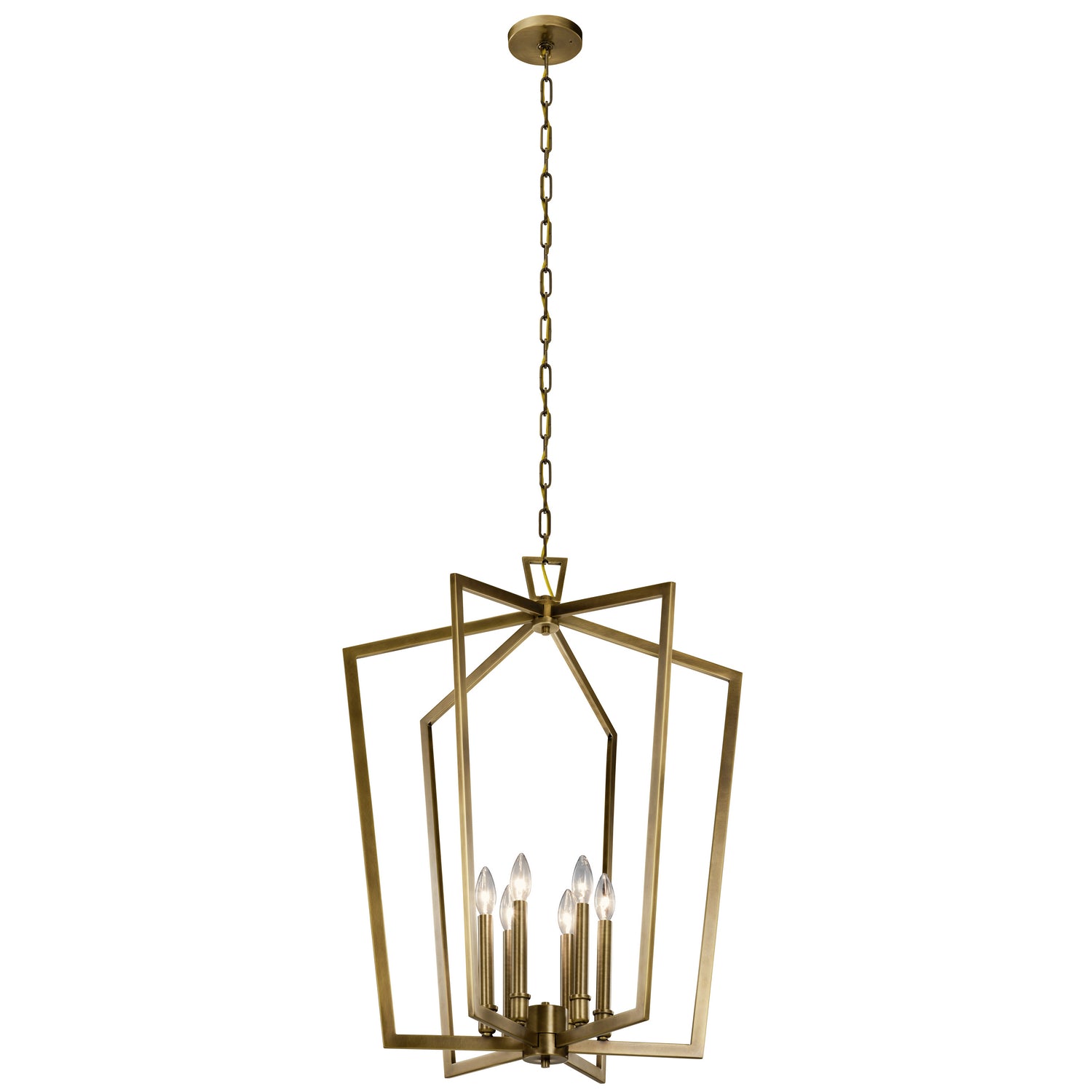 KICHLER 43495NBR Abbotswell 32.25" 6 Light Foyer Pendant Natural Brass