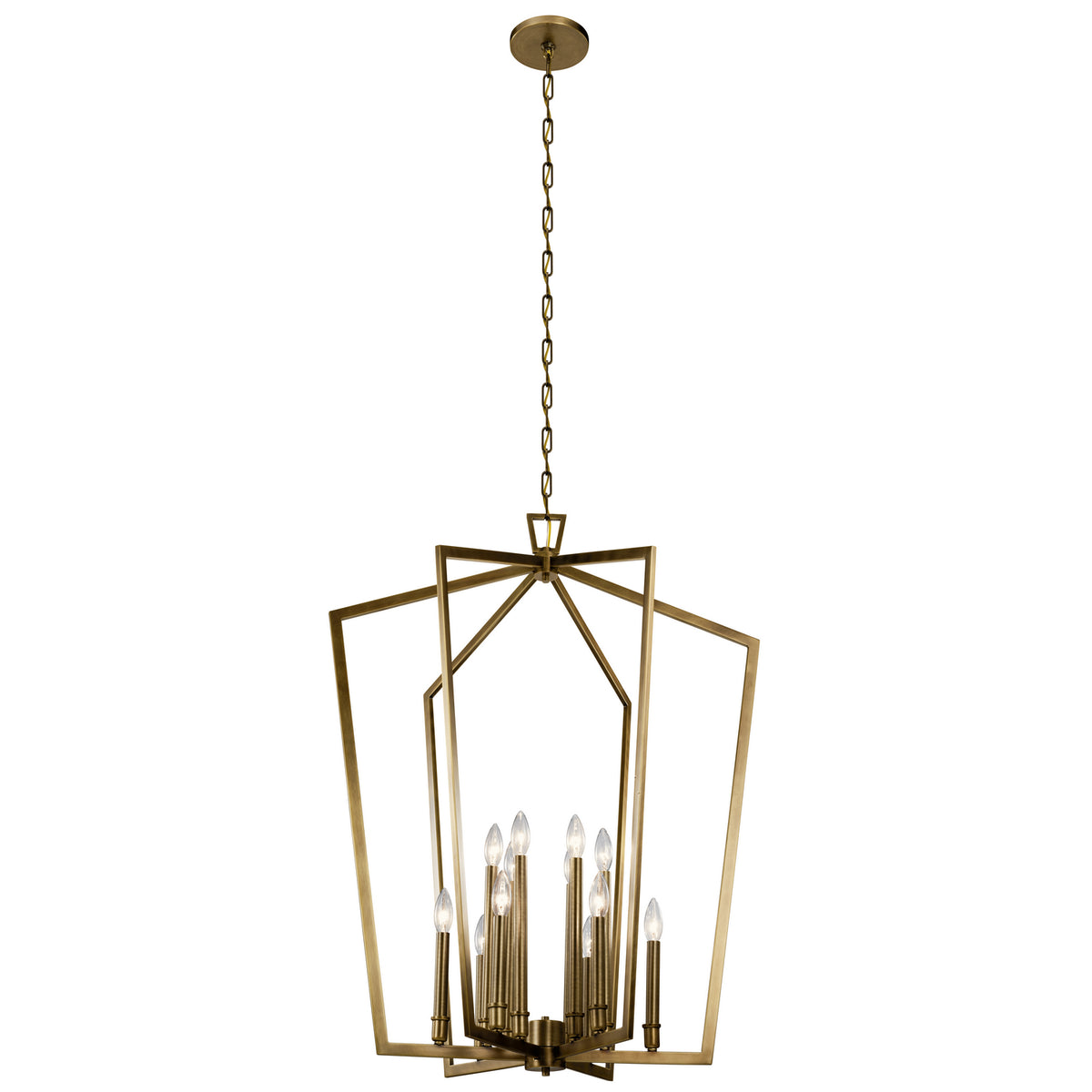 KICHLER 43496NBR Abbotswell 30" 12 Light Foyer Chandelier Natural Brass