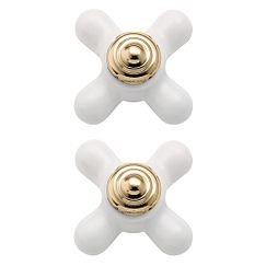 MOEN 97588 Monticello Replacement Handle Knob Insert - Porcelain/Polished Brass