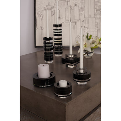 ELK SIGNATURE 980001/S2 Tuxedo Sliced Crystal Candleholders (Set of 2) - Small