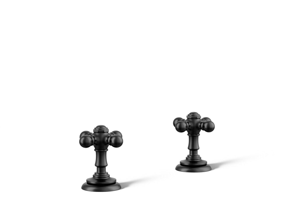 KOHLER K-98068-3-BL Artifacts Cross Bathroom Sink Faucet Handles - Matte Black