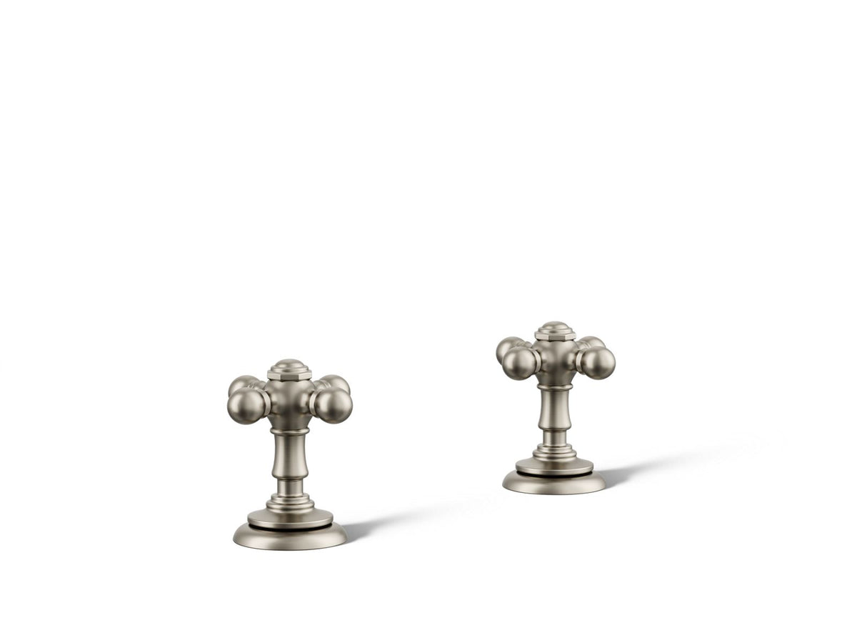 KOHLER K-98068-3-BN Artifacts Cross Bathroom Sink Faucet Handles - Vibrant Brushed Nickel