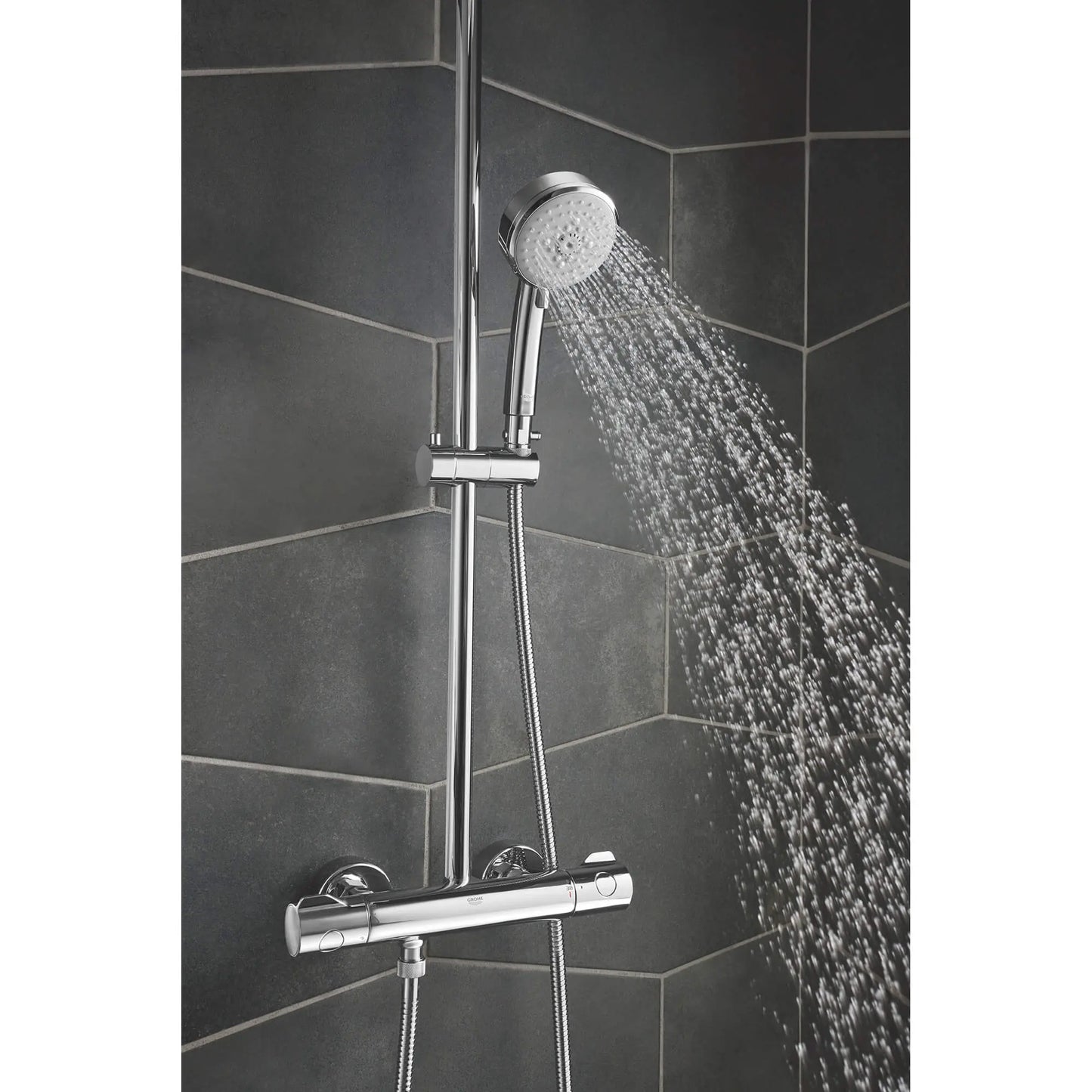 GROHE 26421000 Tempesta Thermostatic Shower System, - Chrome