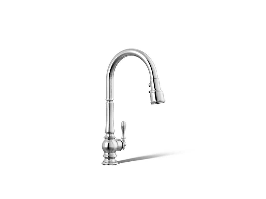 KOHLER K-99259-CP Artifacts Pull-Down Kitchen Sink Faucet With Three-Function Sprayhead - Polished Chrome