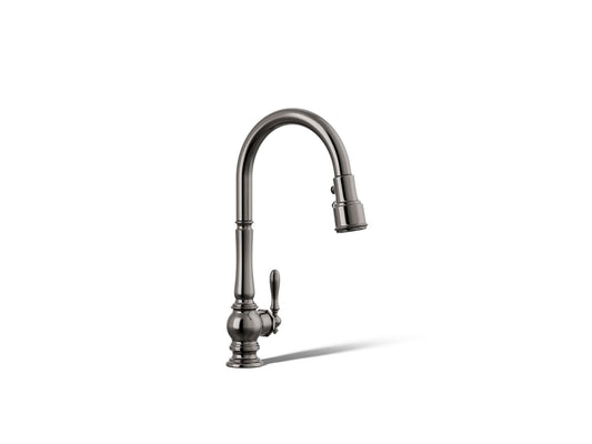 KOHLER K-99259-TT Artifacts Pull-down kitchen sink faucet with three-function sprayhead - Vibrant Titanium
