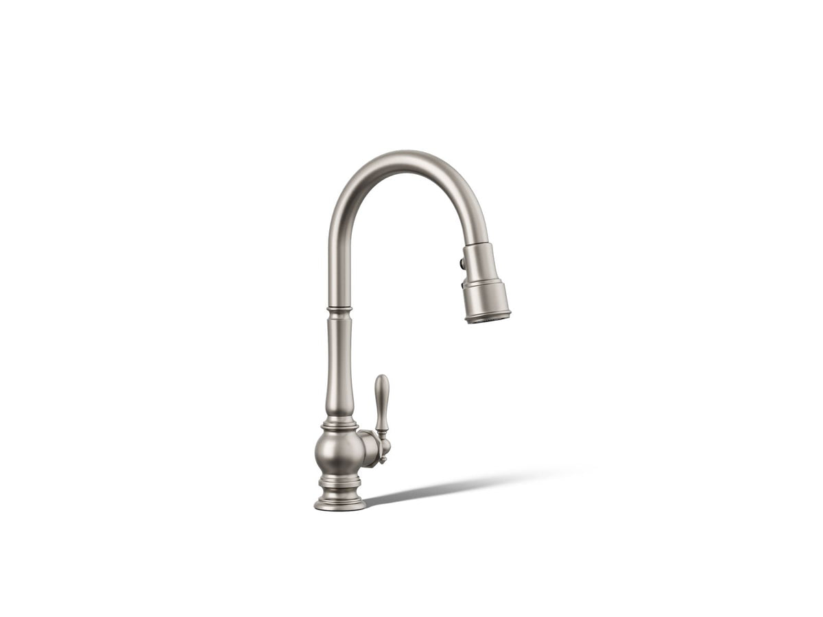 KOHLER K-99259-VS Artifacts Pull-Down Kitchen Sink Faucet With Three-Function Sprayhead - Vibrant Stainless