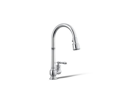 KOHLER K-99260-CP Artifacts Pull-down kitchen sink faucet with three-function sprayhead - Polished Chrome