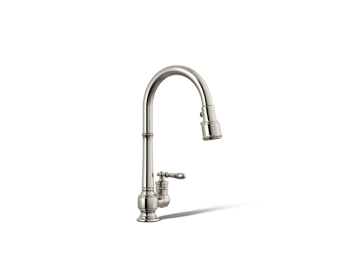 KOHLER K-99260-SN Artifacts Pull-Down Kitchen Sink Faucet With Three-Function Sprayhead - Vibrant Polished Nickel