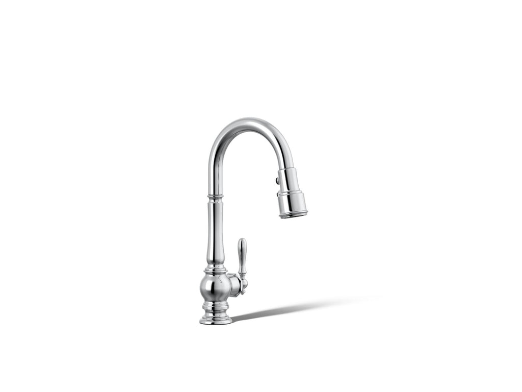 KOHLER K-99261-CP Artifacts Pull-Down Kitchen Sink Faucet With Three-Function Sprayhead - Polished Chrome