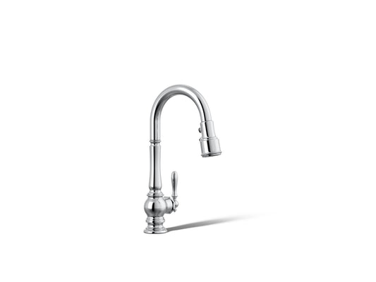 KOHLER K-99261-CP Artifacts Pull-down kitchen sink faucet with three-function sprayhead - Polished Chrome