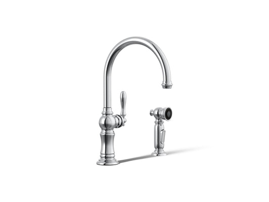 KOHLER K-99262-CP Artifacts Single-handle kitchen sink faucet with two-function sprayhead - Polished Chrome