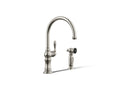 KOHLER K-99262-SN Artifacts Single-Handle Kitchen Sink Faucet With Two-Function Sprayhead - Vibrant Polished Nickel