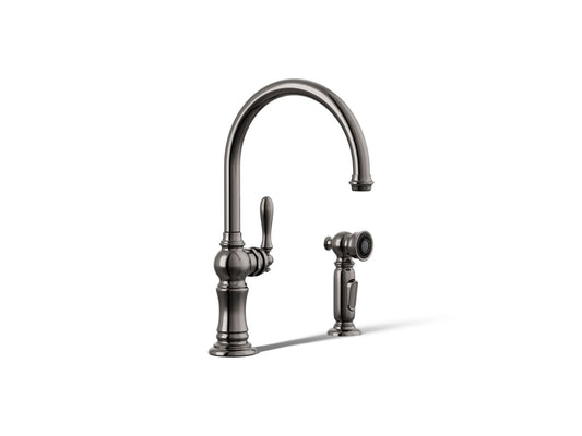 KOHLER K-99262-TT Artifacts Single-handle kitchen sink faucet with two-function sprayhead - Vibrant Titanium