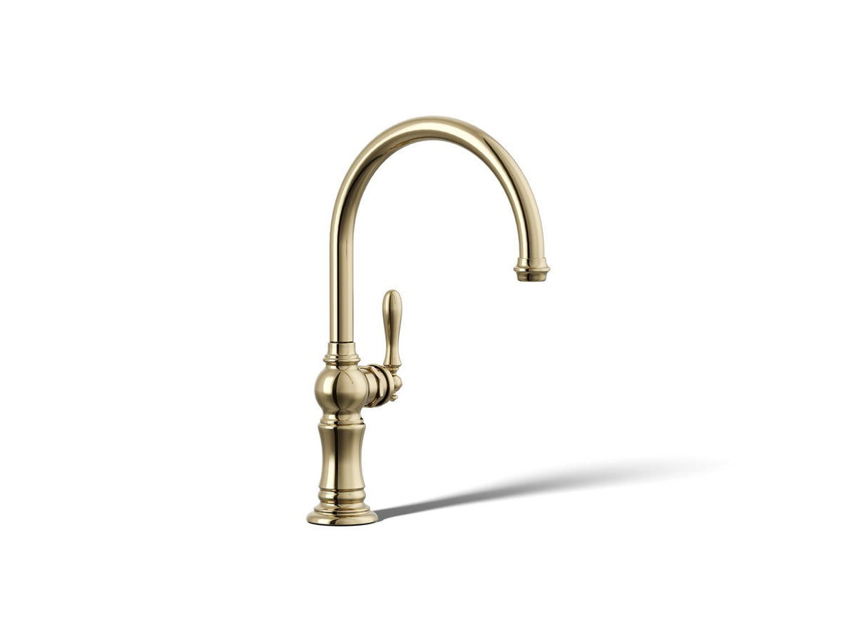 KOHLER K-99263-AF Artifacts Single-Handle Kitchen Sink Faucet - Vibrant French Gold