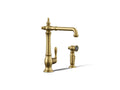 KOHLER K-99265-2MB Artifacts Single-Handle Kitchen Sink Faucet With Side Sprayer - Vibrant Brushed Moderne Brass