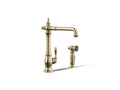 KOHLER K-99265-AF Artifacts Single-Handle Kitchen Sink Faucet With Side Sprayer - Vibrant French Gold