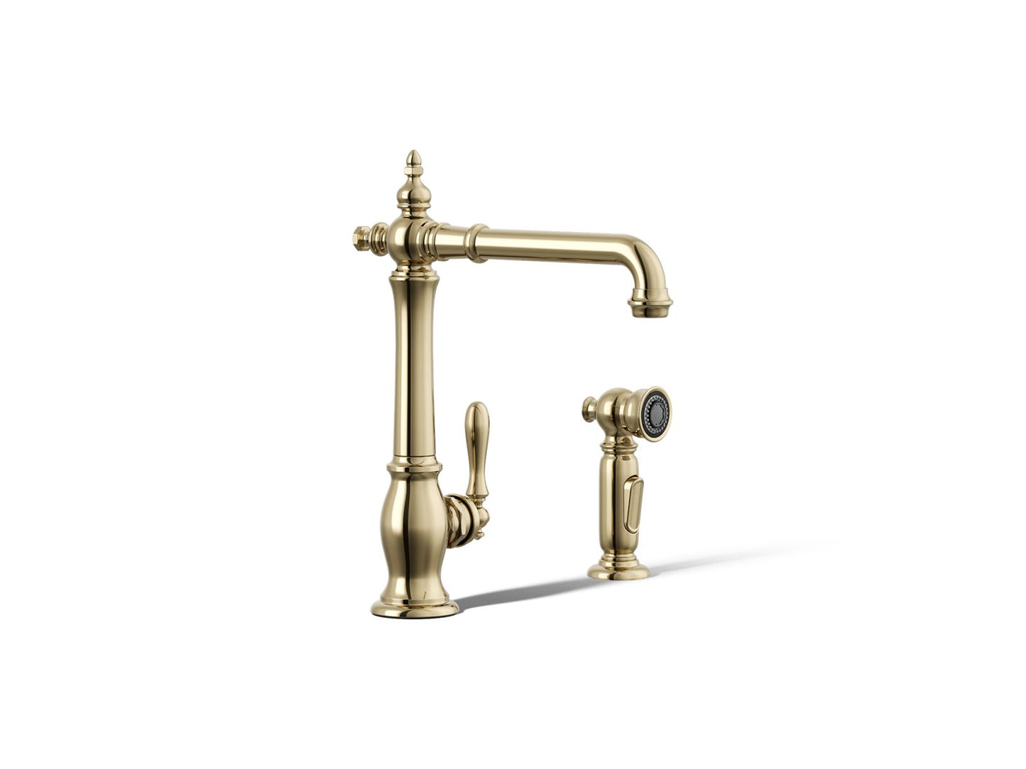 KOHLER K-99265-AF Artifacts Single-handle kitchen sink faucet with side sprayer - Vibrant French Gold