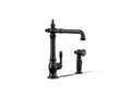 KOHLER K-99265-BL Artifacts Single-Handle Kitchen Sink Faucet With Side Sprayer - Matte Black