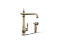 KOHLER K-99265-BV Artifacts Single-Handle Kitchen Sink Faucet With Side Sprayer - Vibrant Brushed Bronze