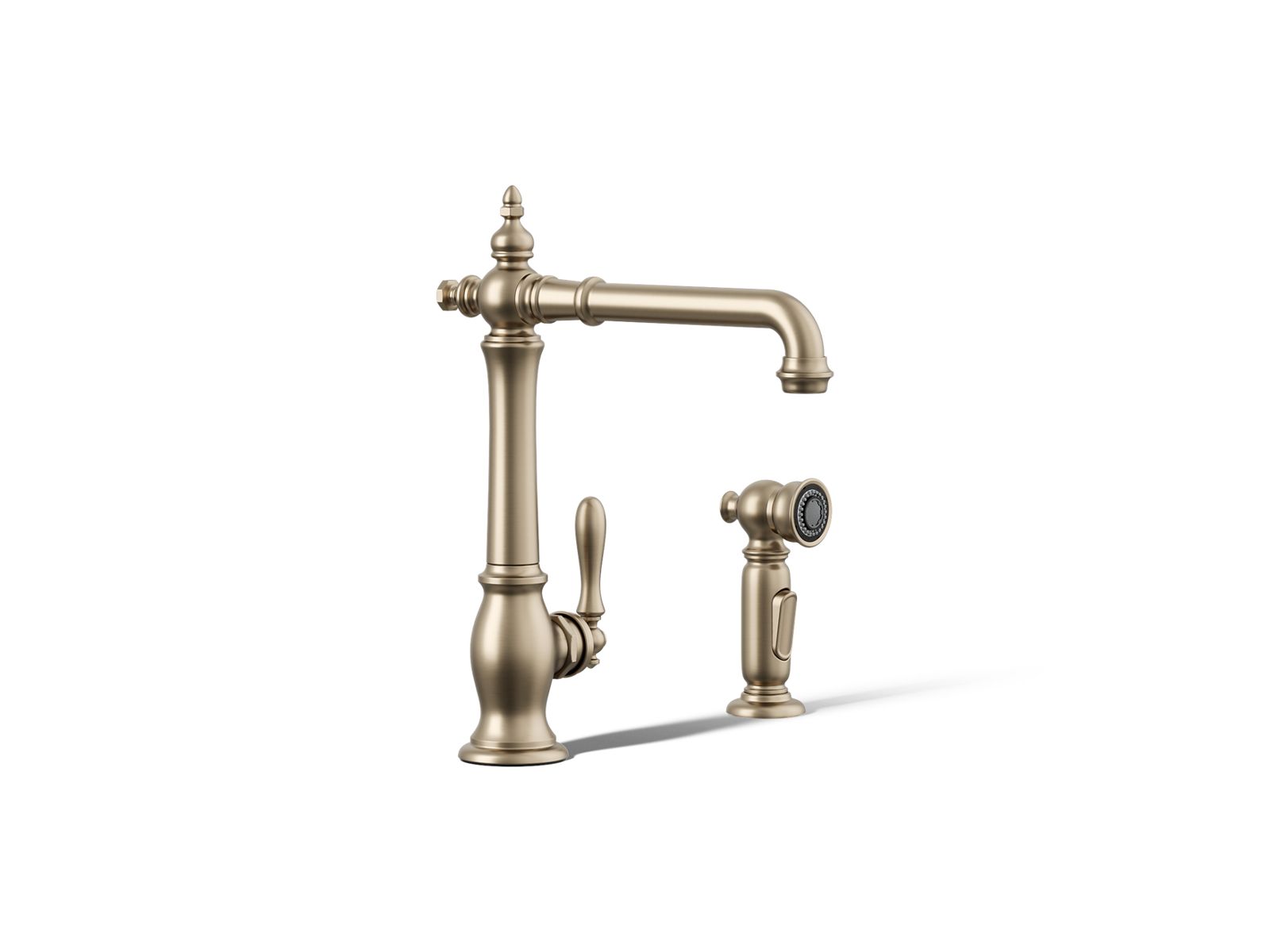 KOHLER K-99265-BV Artifacts Single-Handle Kitchen Sink Faucet With Side Sprayer - Vibrant Brushed Bronze