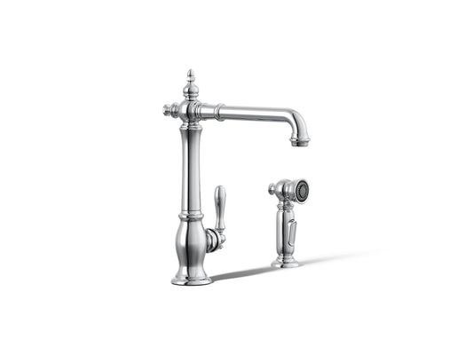 KOHLER K-99265-CP Artifacts Single-handle kitchen sink faucet with side sprayer - Polished Chrome