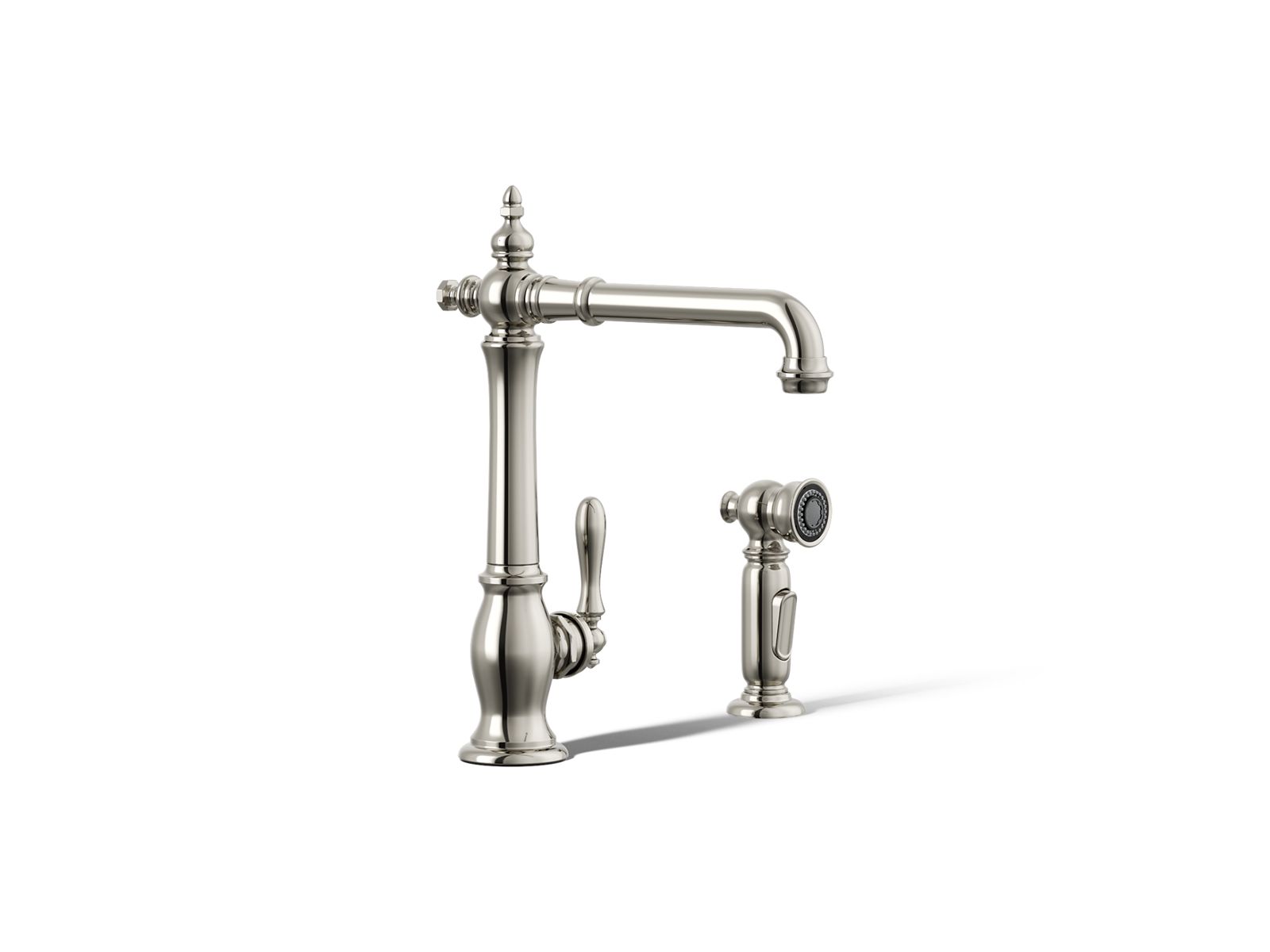 KOHLER K-99265-SN Artifacts Single-Handle Kitchen Sink Faucet With Side Sprayer - Vibrant Polished Nickel