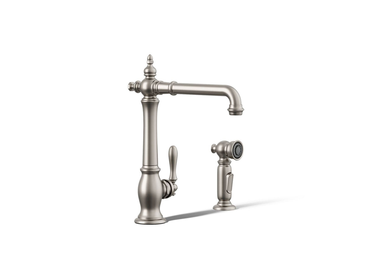 KOHLER K-99265-VS Artifacts Single-Handle Kitchen Sink Faucet With Side Sprayer - Vibrant Stainless