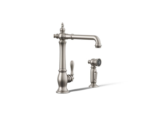 KOHLER K-99265-VS Artifacts Single-handle kitchen sink faucet with side sprayer - Vibrant Stainless
