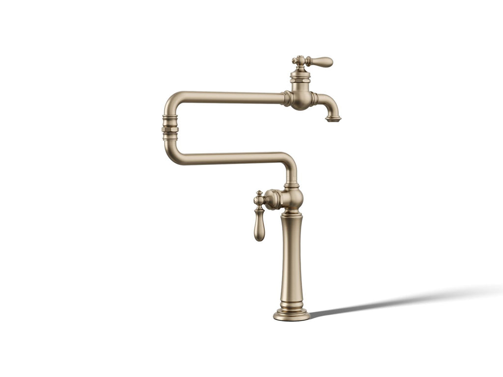 KOHLER K-99271-BV Artifacts Deck-Mount Pot Filler - Vibrant Brushed Bronze