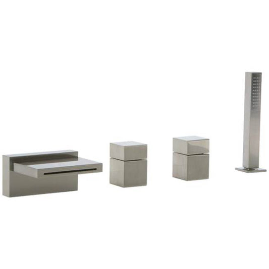 ARTOS F202-10BN Quarto 4-Hole Deck Mount Tub Filler, Square Control Brushed Nickel