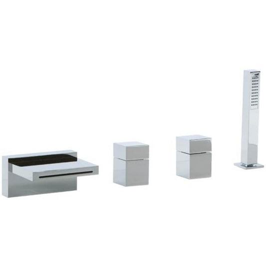 ARTOS F202-10CH Quarto 4-Hole Deck Mount Tub Filler, Square Control Chrome