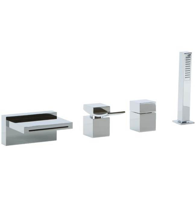 ARTOS F202-2CH Quarto 4-Hole Deck Mount Tub Filler, Lever Control, Chrome