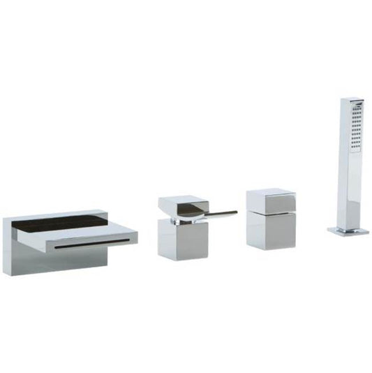 ARTOS F202-2CH Quarto 4-Hole Deck Mount Tub Filler, Lever Control, Chrome