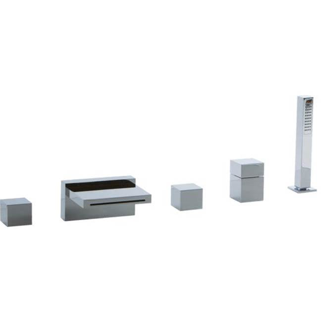 ARTOS F202-5BN Quarto 5-Hole Deck Mount Tub Filler, Square Control, Brushed Nickel