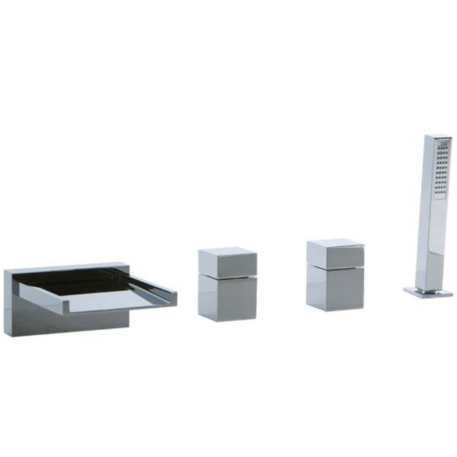 ARTOS F202ALT-10CH Quarto 4-Hole Deck Mount Open Chute Tub Filler with Cube Control Chrome