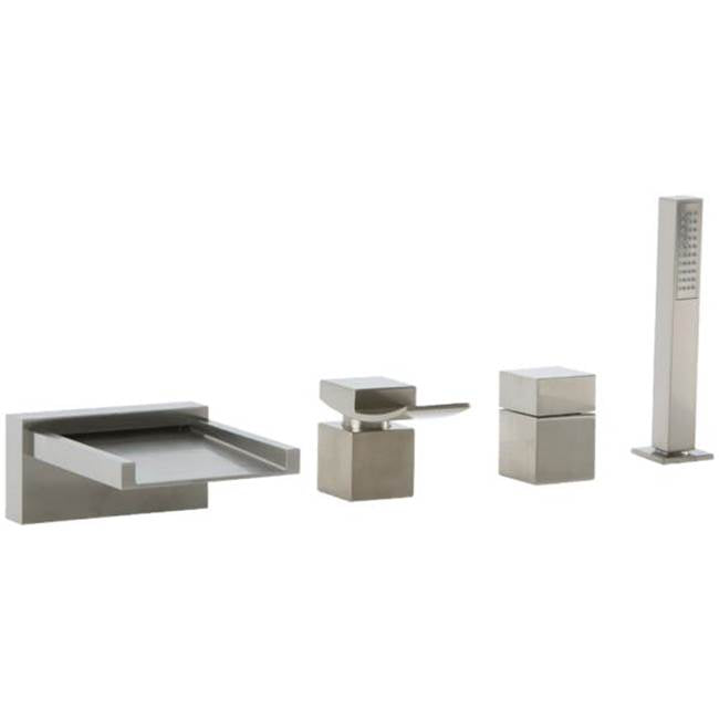 ARTOS F202ALT-2BN Quarto 4-Hole Deck Mount Open Chute Tub Filler Brushed Nickel