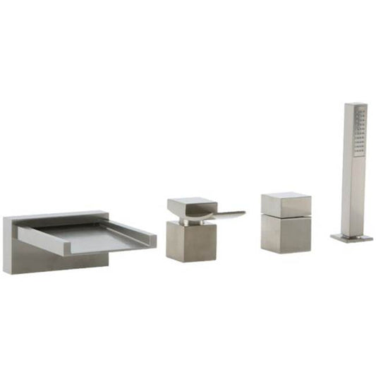 ARTOS F202ALT-2BN Quarto 4-Hole Deck Mount Open Chute Tub Filler Brushed Nickel