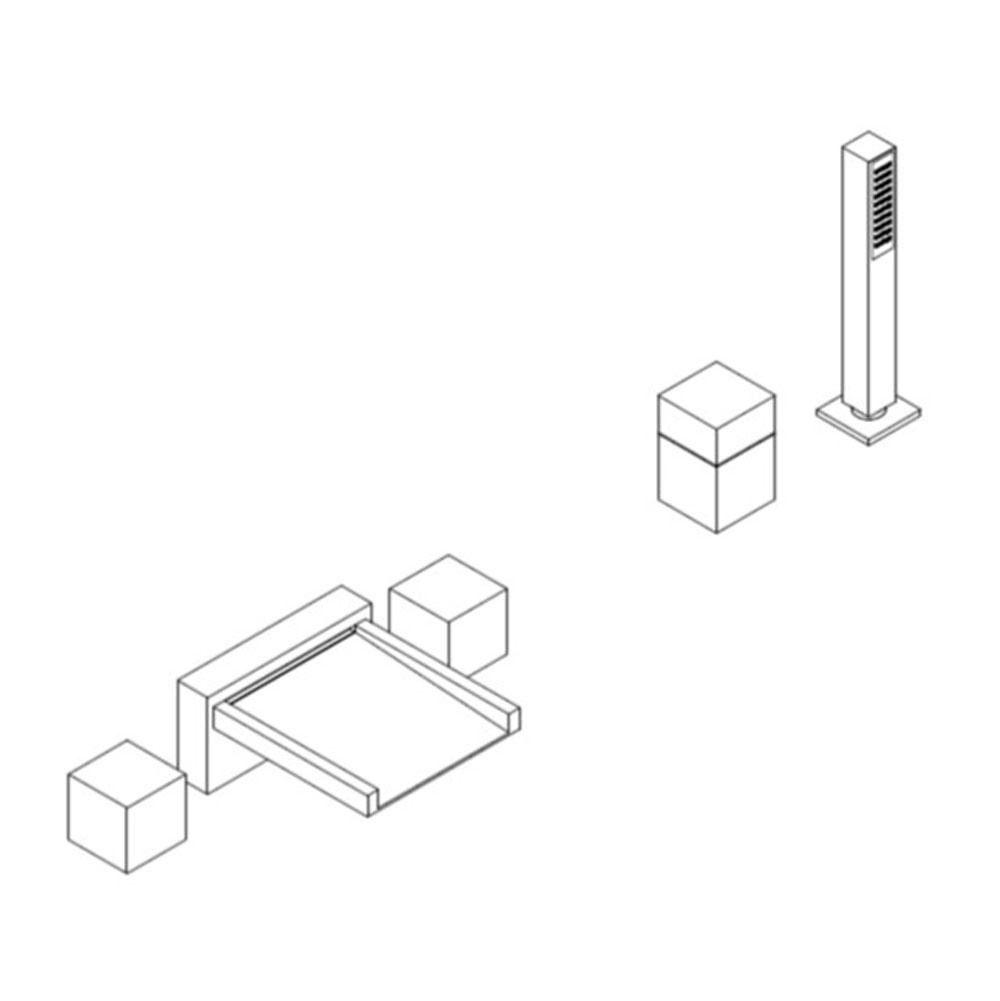 ARTOS F202ALT-5BN Quarto 5-Hole Deck Mount Tub Filler, Open Extended Waterfall Spout Brushed Nickel