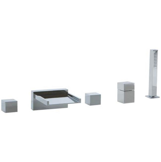 ARTOS F202ALT-5CH Quarto 5-Hole Deck Mount Tub Filler, Open Extended Waterfall Spout Chrome