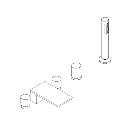 ARTOS F302-4BN Otella 5-Hole Deck Mount Tub Filler R+S Brushed Nickel