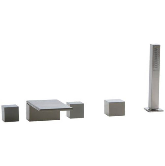 ARTOS F402-6BN Milan 5-Hole Deck Mount Tub Filler SQU Brushed Nickel