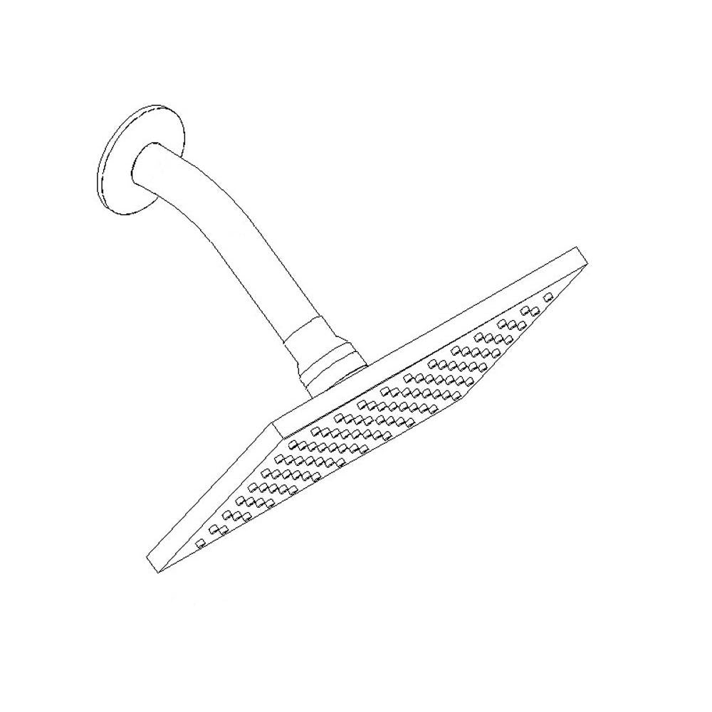 ARTOS F907-10CH SQU 8" Shower Rainhead Wall Mount, Angled Arm, Chrome