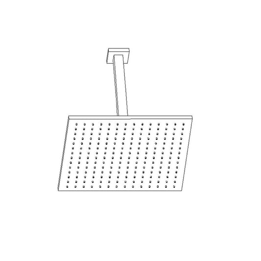 ARTOS F907-12/9CH 12" Shower Rainhead Ceiling Mount, 9.5" Arm, Chrome