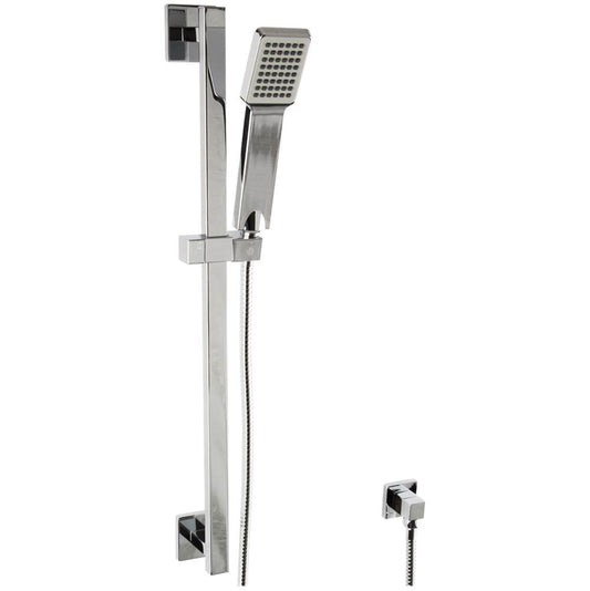 ARTOS F907-47CH Flexible Hose Shower Kit with Square Slide Bar, Chrome