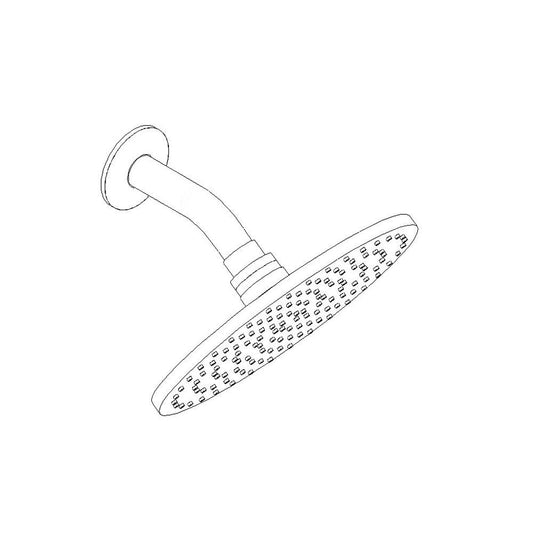 ARTOS F907-9CH 8" Shower Rainhead with Angled Arm, Chrome